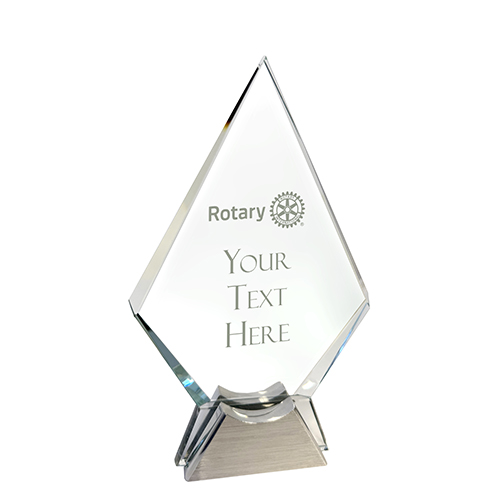 Rotary Custom Starfire Award with Brushed Silver Base